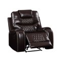thumbnail image 3 of Recliner with Leatherette Upholstery and Diamond Tufts, Brown, 3 of 5