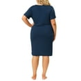 thumbnail image 3 of Unique Bargains Women's Plus Size Nightgown V Neck Pajama Sleepwear Dress, 3 of 7