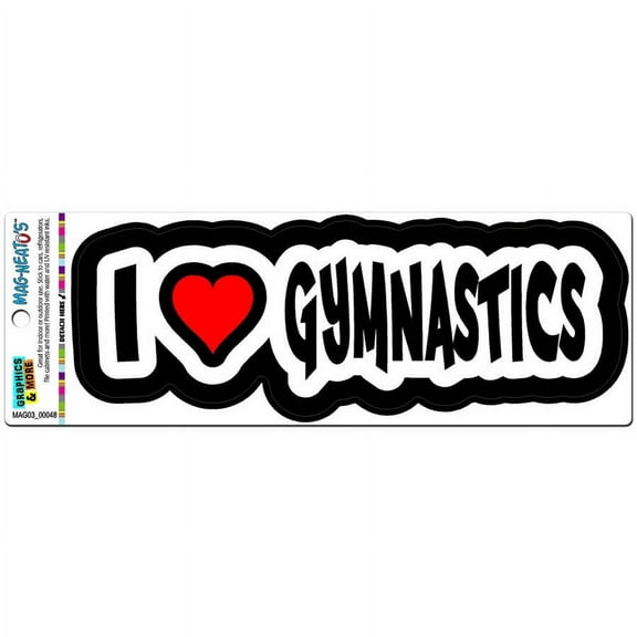 I Love Heart Gymnastics Automotive Car Refrigerator Locker Vinyl Magnet