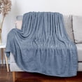thumbnail image 3 of Waffle Fleece Throw Blanket for Couch Twin Bed Dusty Blue, Super Soft Fuzzy Cozy Blanket Sofa, Plush Warm Cute Decorative Home Decor Throw, Lightweight All Season, Slate Light Blue, 60x80, 3 of 6