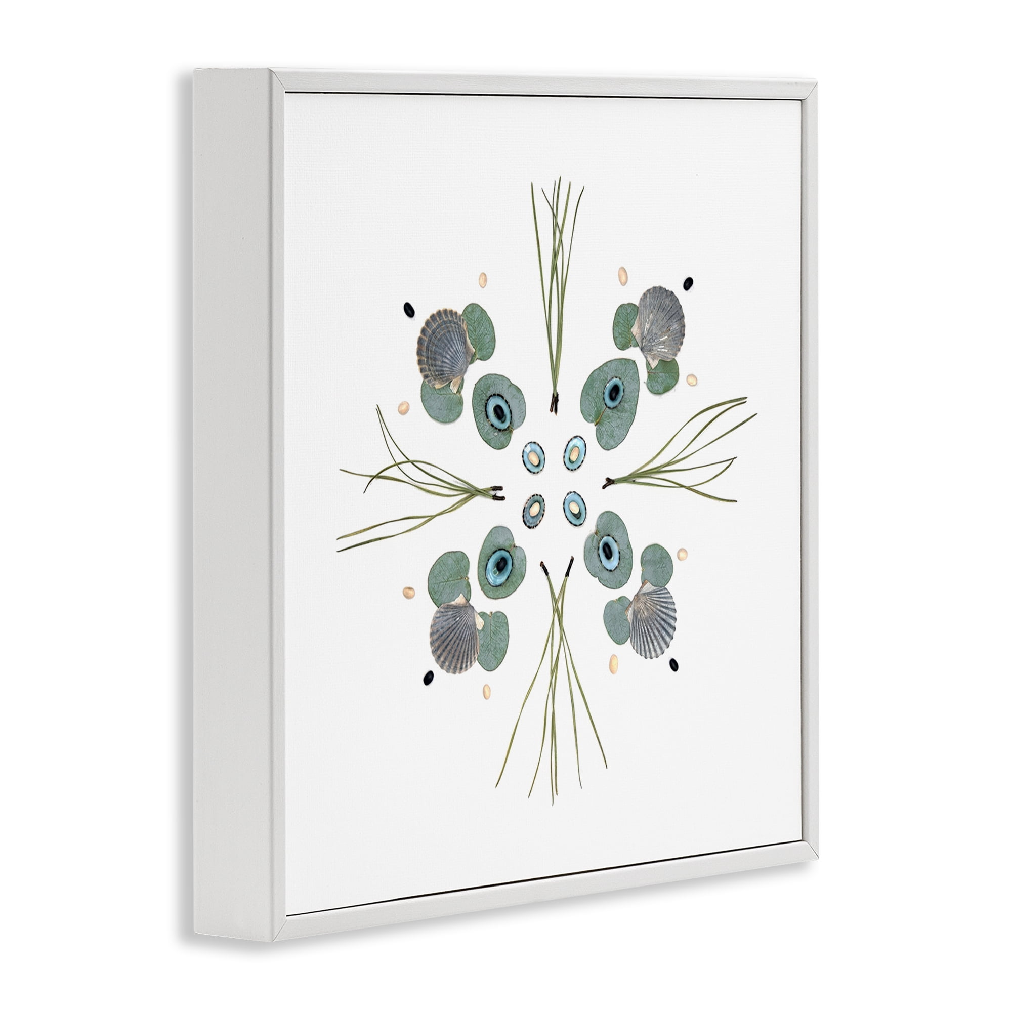 Stupell Industries Seashell & Leaf Symmetry White Framed Giclee Art, design by Beth Adoette