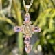 thumbnail image 2 of Collar de ópalo bañado en oro para mujer - Colgante de la Virgen María de circonia con cadena de 18-24 pulgadas, collar de clavícula de cobre, regalo de 10g para ella, 2 of 3