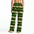 thumbnail image 4 of Women's Christmas Print Plush Pajama Pants, Soft and Comfortable Home Wear Trousers for Winter, Casual Sleepwear with Festive Design,Green,M, 4 of 5