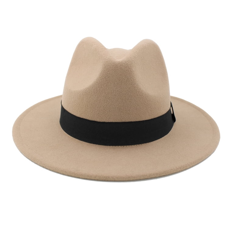 Premium 100% Wool Wide Brim Classic Black Band Felt Fedora  display picture 1