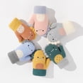 thumbnail image 3 of Guantes de invierno para bebés y niños, de terciopelo grueso con dedos completos, con dibujos de dinosaurios pequeños, de punto, de lana, para colgar en el cuello, 3 of 5