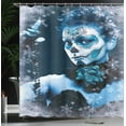 thumbnail image 4 of Ambesonne Colorful Shower Curtain, Roses Snowflakes, 69"Wx75"L, Pale Grey and Pale Blue, 4 of 5