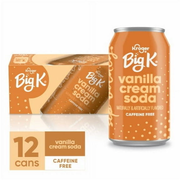 Pack of 2 - Big K Vanilla Cream Caffeine Free Soda Cans 12 pk / 12 fl oz