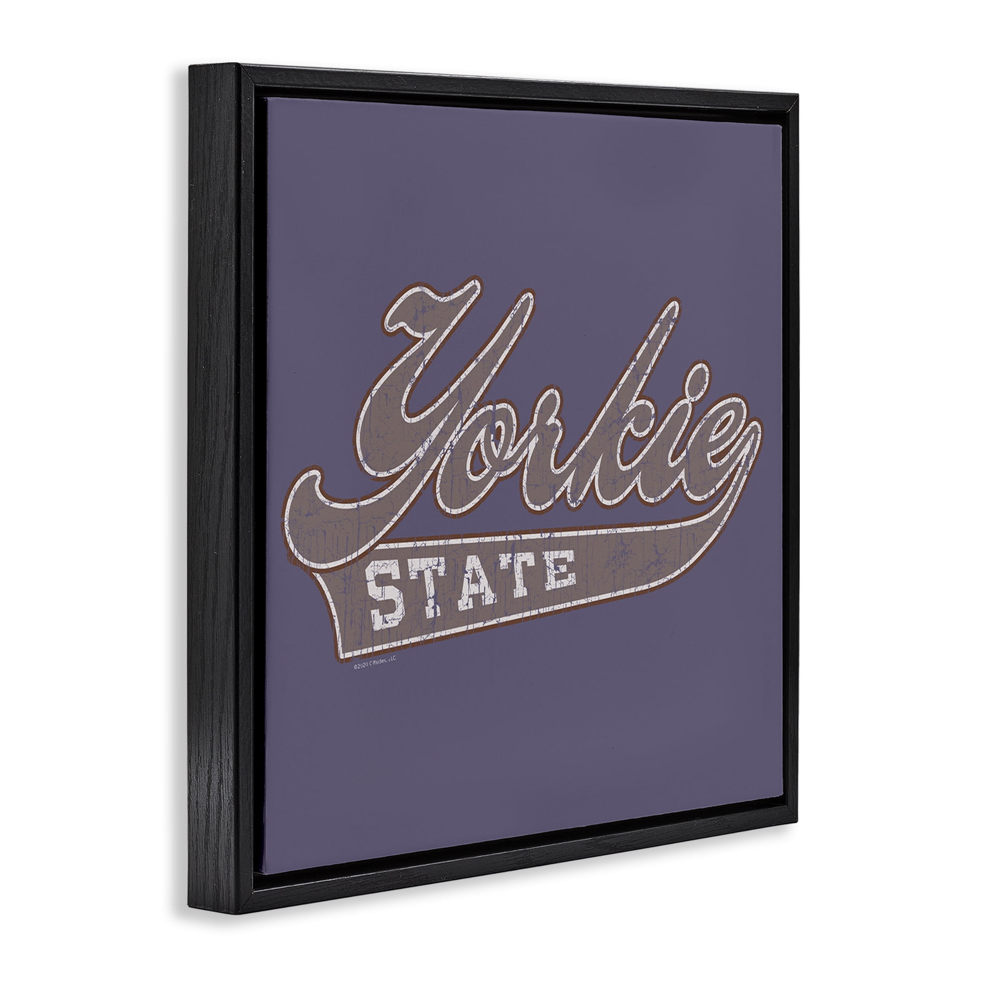 Stupell Industries Vintage College Yorkie State Novelty & Humor Painting Black Floater Framed Canvas Art Print Wall Art, 18 x 18