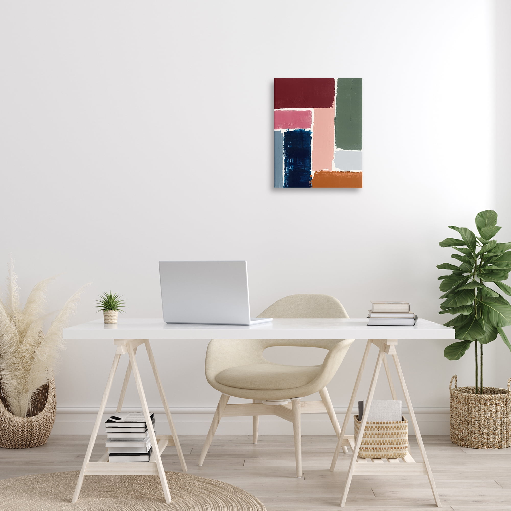 Stupell Industries Rectangular Shapes Pattern Abstract Painting Gallery Wrapped Canvas Art Print Wall Art, 16 x 20