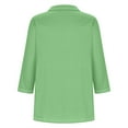 thumbnail image 3 of MIUOWANP Women's 3/4 Sleeve Tops Classic Solid Color Easy to Mix and Match Lapel V-Neck Business Casual Blouse Size S(4)Green, 3 of 4