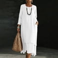 thumbnail image 6 of QUNYINEY Long Sleeve Women Dresses A Line Long White Summer Dresses Flowy Crew Neck Loose Fit with Pockets Dresses, 6 of 8