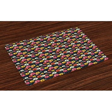 Ambesonne Floral Place Mats Set of 4, Colorful Spring Blooms, Standard Size, Multicolor