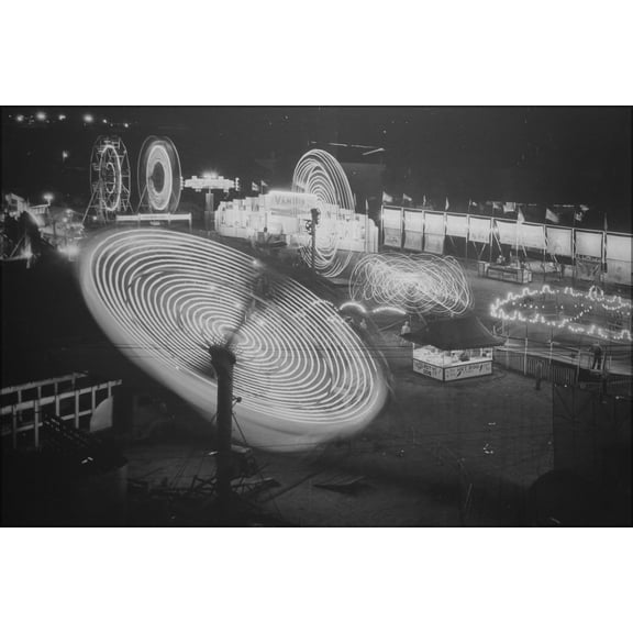 24"x36" Gallery Poster, Nebraska State Fair rides, 1950