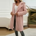 thumbnail image 4 of Women's Fuzzy Long Hooded Jacket Lapel Open Front Cardigan Button Down Teddy Coat Outwear With Pockets Womens Western Trench Coat Womens Jackets plus Hooded Coats for Women Womens Winter Jacket Hood, 4 of 6