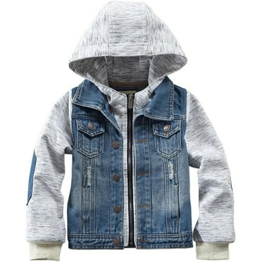 Durable Denim Jacket For Boys With Adjustable Hood Classic Casual Coat For Kids And Youth