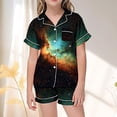 thumbnail image 2 of Gbsyewxs Girls Outfits 2 Piece Lapel Short Sleeve Star Print Tops And Shorts Set Homewear Summer Girls Clothes Set Light Pink Size 2-3 Years, 2 of 4