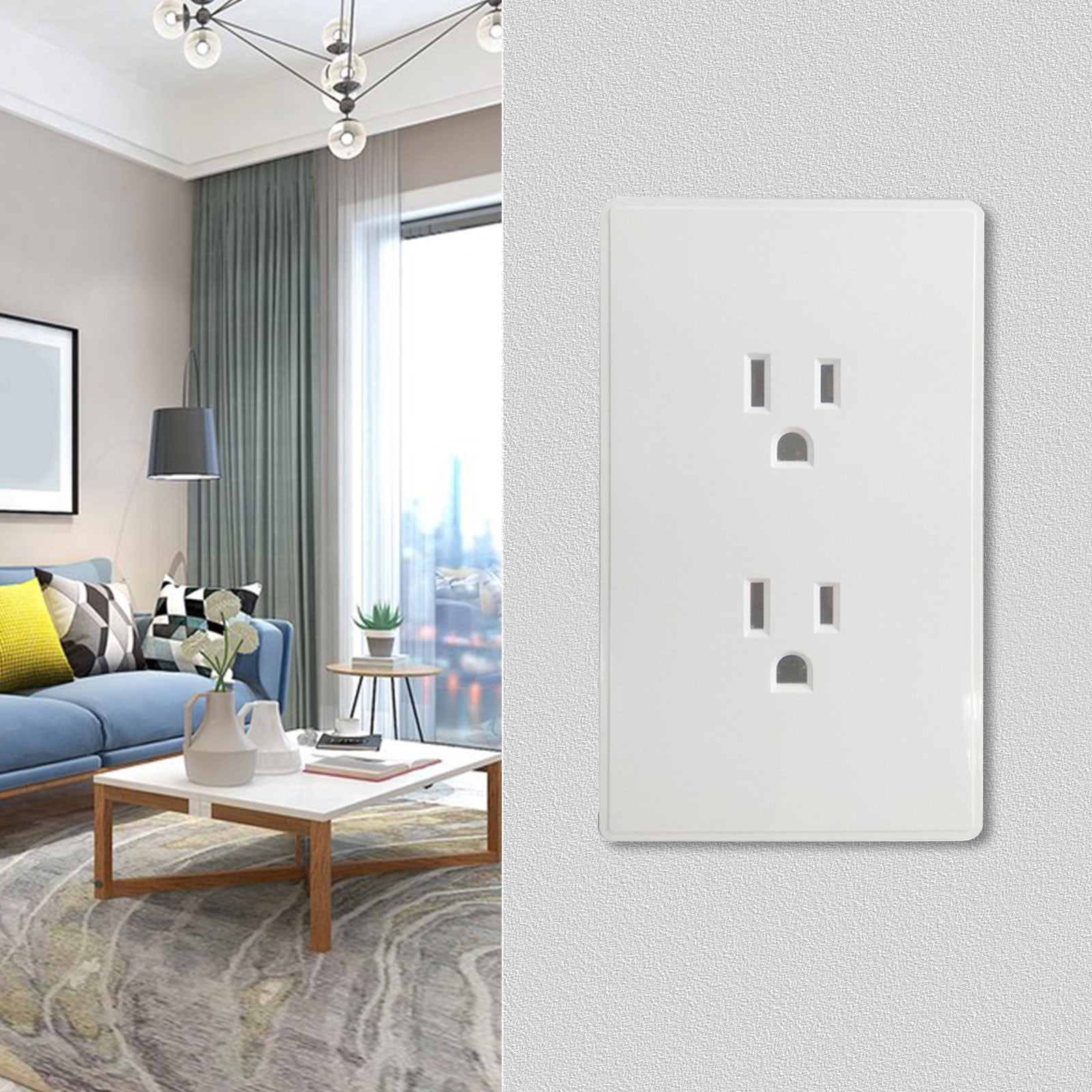 SSZMDLB Liquidacin por menos de $ 1 Accesorios para el hogar, especificacin de EE. UU. Enchufe de pared Material de PC ignfugo de 15 amperios Alta potencia de 2500 W Adecuado para decoracin del
