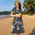 thumbnail image 4 of Fotbe I Love Coffee Vestido Largo de Moda para Mujer, Vestido Tipo Camiseta con Manga Corta y Estilo Casual a Rayas y Bloques de Color, 4 of 6