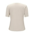 thumbnail image 5 of WTXUE T-Shirts Short Sleeve, Square Neck Shirts for Women's Square Neck Color Block T Shirt 2024 Summer Sli Crop Tops Solid, Knit Tops | Casual for Women Beige XL, 5 of 8