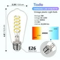 thumbnail image 2 of Emitting ST58 LED Edison Bulb, E26 Base, 5000K Daylight White, Antique Filament Decorative Plastic Light Bulbs, 16-Pack, 2 of 8