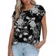 thumbnail image 1 of Gibobby Casual Playera de Manga Corta para Mujer Camiseta informal manga corta con hombros descubiertos para mujer, camiseta extragrande con estampado básico para e(Negro,M), 1 of 5