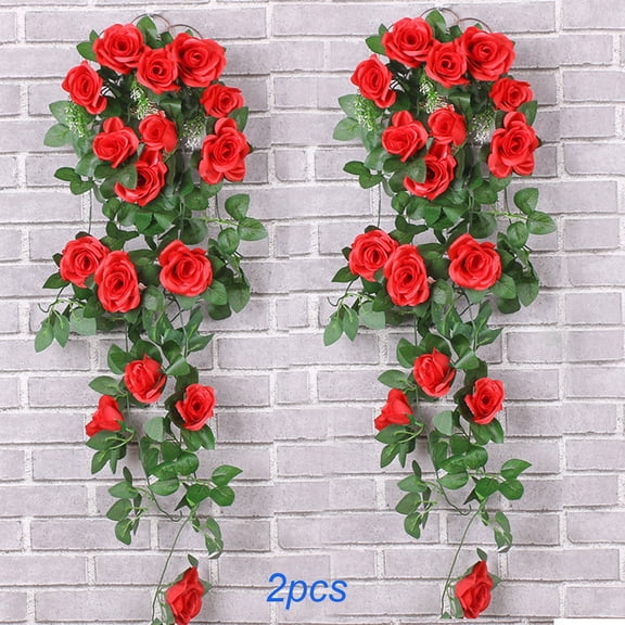 CxhicLuv 2 Pack 36-Inch Fake Rose Garland, Artificial Floral Roses for Wedding, Home & Party Decorations, Christmas Garland for Indoor & Outdoor Holiday Decor, Beautiful Floral Arrangements