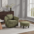 thumbnail image 2 of Aukfa Swivel Barrel Accent Chair with Ottoman, Upholstered Armchair Lounge Chair with Pillow & Armrest Covers,Green, 2 of 5