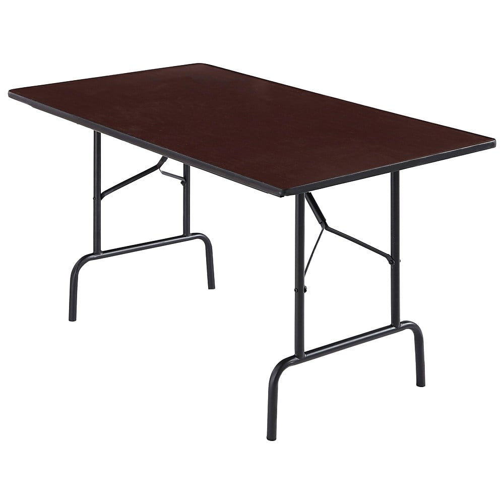 Staples Rectangle Melamine Wood Folding Table Walnut 295h X 30w X 72l 1321933 Walmartcom Walmartcom