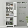 thumbnail image 4 of HOMCOM Armoire de Rangement de Salle de Bain avec Portes à Persiennes, Tablette Ajustable, Blanc, 4 of 10