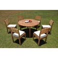 thumbnail image 4 of Grade-A Teak Dining Set: 6 Seater 7 Pc: 52" Round Table And 6 Veranda Armless Chairs Outdoor Patio WholesaleTeak #WMVR56, 4 of 5