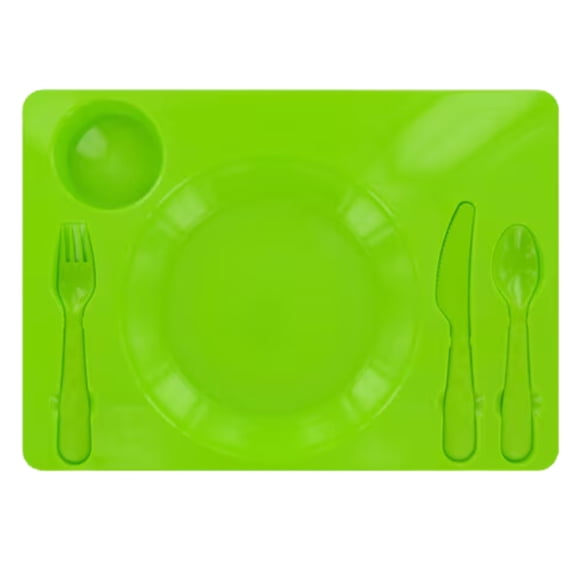 Green Plastic Food Tray 14.2x10 inches with Compartment for Home Kitchen Dining Picnic Meal Prep Eating Serving Trays Party Favor Tableware Gift Supplies Dinnerware Set - 1 count w/ Bieberon