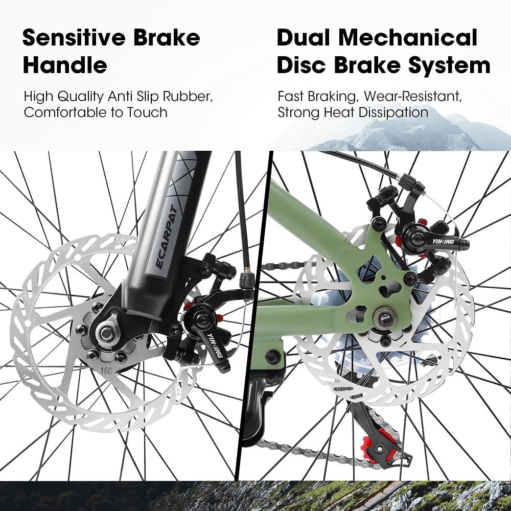 YDSM  27.5 Inch Mountain Bike , High Carbon Steel Frame, Disc Brakes, Durable Design, Brown Edge Tires, Ideal Green