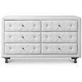 thumbnail image 3 of Bowery Hill Mid-Century 6 Drawer Faux Leather Double Dresser in White, 3 of 5