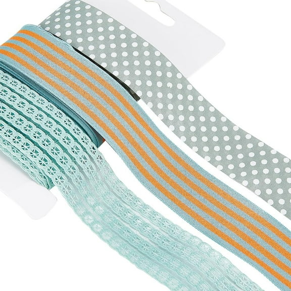 3 Rolls Wired Fabric Ribbon 1inch Green St. Patrick's Day Easter Burlap Peep Edge Ribbons Braid Stripe Dot Wedding for Christmas Valentine's Day Wrapping Wreath Bowknot DIY Craft 1card