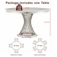 thumbnail image 7 of GAKMCIL 47" Round Marble Dining Table for 4-6 People, Modern Kitchen Table with High Glossy Faux Marble Top, Stainless Steel Base, 300lbs Load, Easy Assembly for Dining Room, Kitchen (Silver&White), 7 of 7