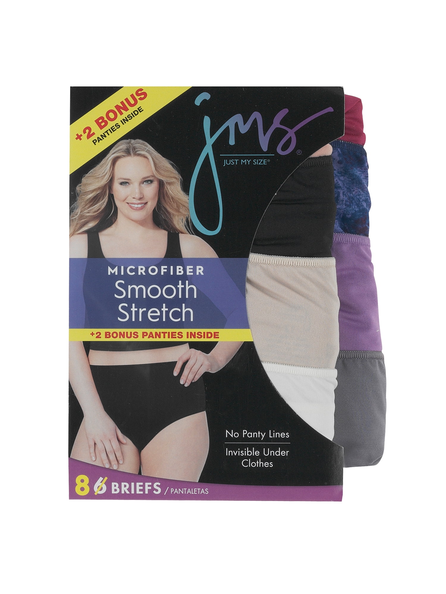 Just My Size Women's SUPER VALUE Assorted Microfiber Brief, 6+2 Bonus Pack