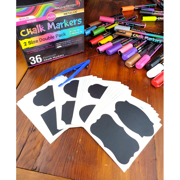 7 White Chalk Markers for Chalkboard Signs, Blackboard, Car Window, Bistro,  Glass | 7 Variety Pack - Thin, Fine Tip, Bold & Jumbo Size Erasable Liquid
