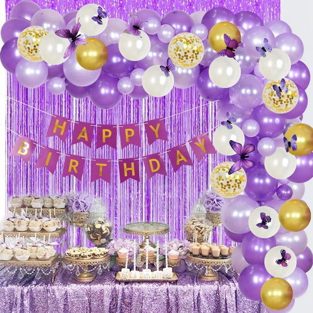 Décoration de fête papillon violet, arrière-plan d'anniversaire pour  filles, accessoires de décoration pour fête prénatale pour enfants,  arrière-plan
