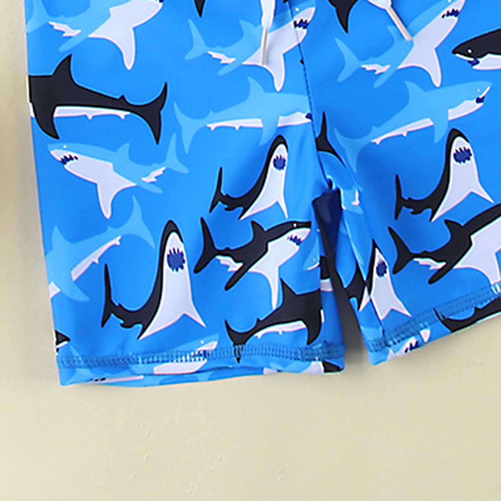 Shadoumai Kid Swimsuits with Shorts Cartoon Print Swimwear Boys 2 Piece Swimsuit Vacation Kid Bathing Suit