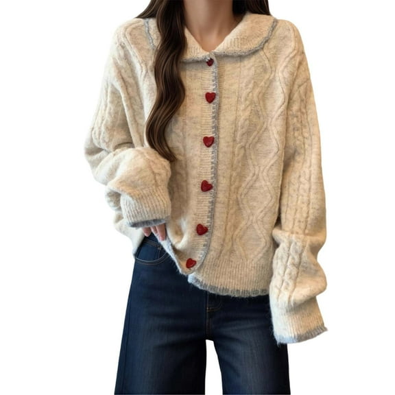 XIAOCHA Womens Cardigan Casual Long Sleeve Lightweight Knitted Cardigan Sweater Buttons Down Soft Loose Fit Trendy Winter Comfortable Versatile Outerwear