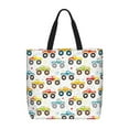 thumbnail image 1 of Disketp Cartoon Monster Trucks Bolsa Tote de Lona para Mujer, Bolso de Hombro y Cruzado con Cierre de Cremallera, 1 of 7