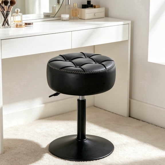 Dycanpo Adjustable Vanity Stool, 360°Swivel Vanity Chair Stool for Makeup Room,Black