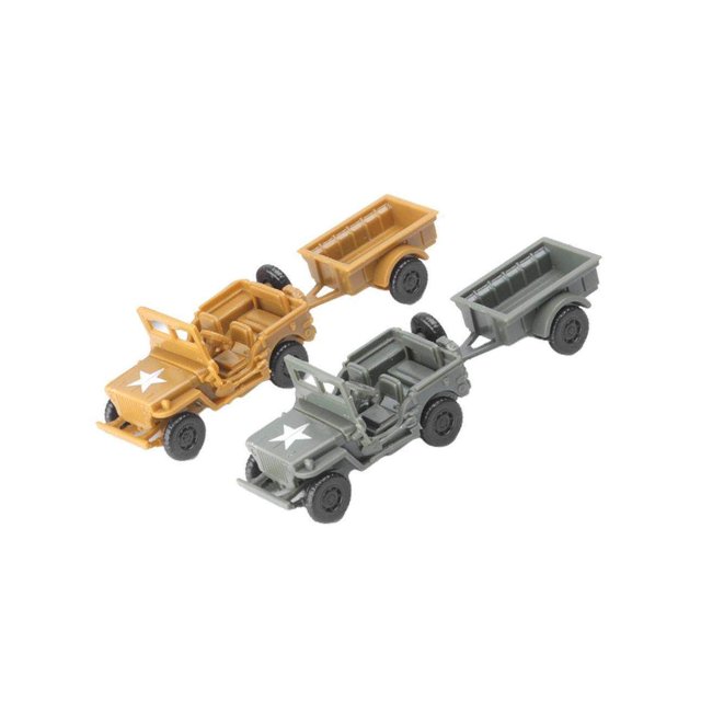2 PCS Plastic 4D Model Kit 1/72 Truck mdel kits building w/ Trailer Sand Table Educational Toy