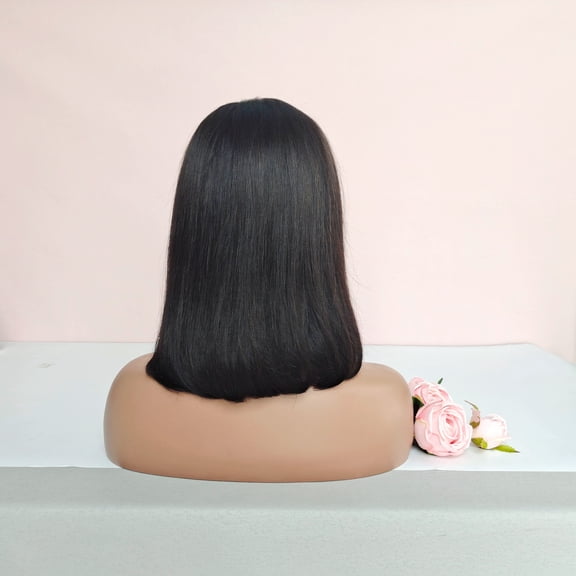 VIYA Silky Straight Bob Wigs for Black Women Lace Front Wigs 13x4 150% Density Natural Black 12 Inch