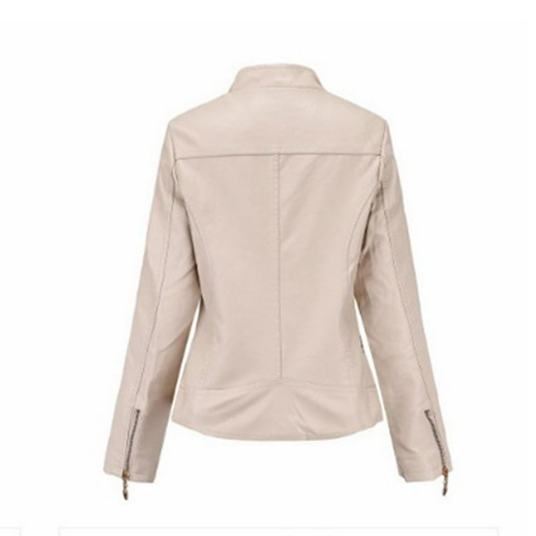 Dazajoo Women's Trendy Faux Leather Jacket Moto Short Jacket