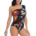thumbnail image 3 of Pofeuu Rock Skull Singer Print Women's One Piece Swimsuits One Shoulder Swimwear Asymmetric Ruffle Monokinis Bathing Suits-XX-Large, 3 of 6