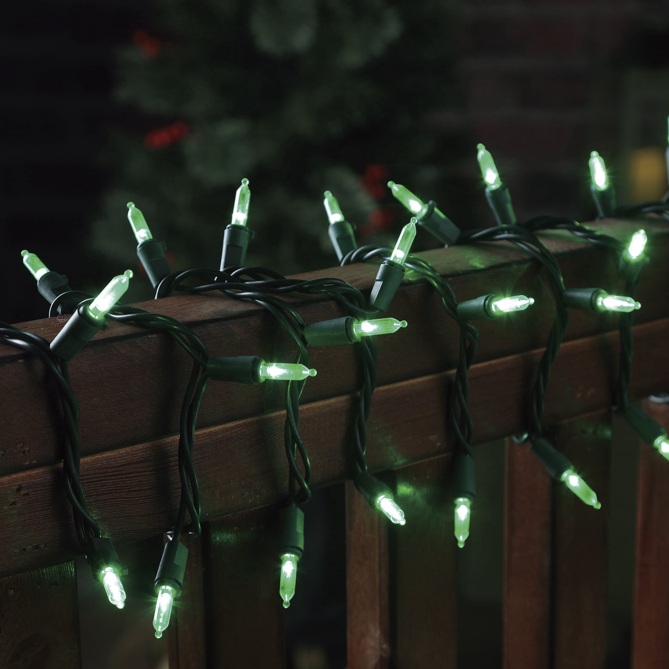 Indoor/Outdoor 300-Count LED Mini Christmas String Lights, Green, Green Wire, 62.3', by Holiday Time