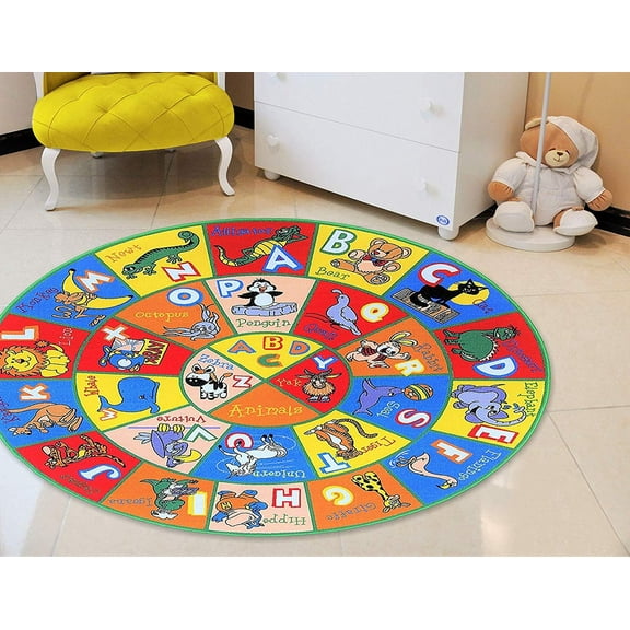Teaching ABC Animals Kids Educational playmat Non-Slip Rug for School/Classroom / Daycare/Nursery