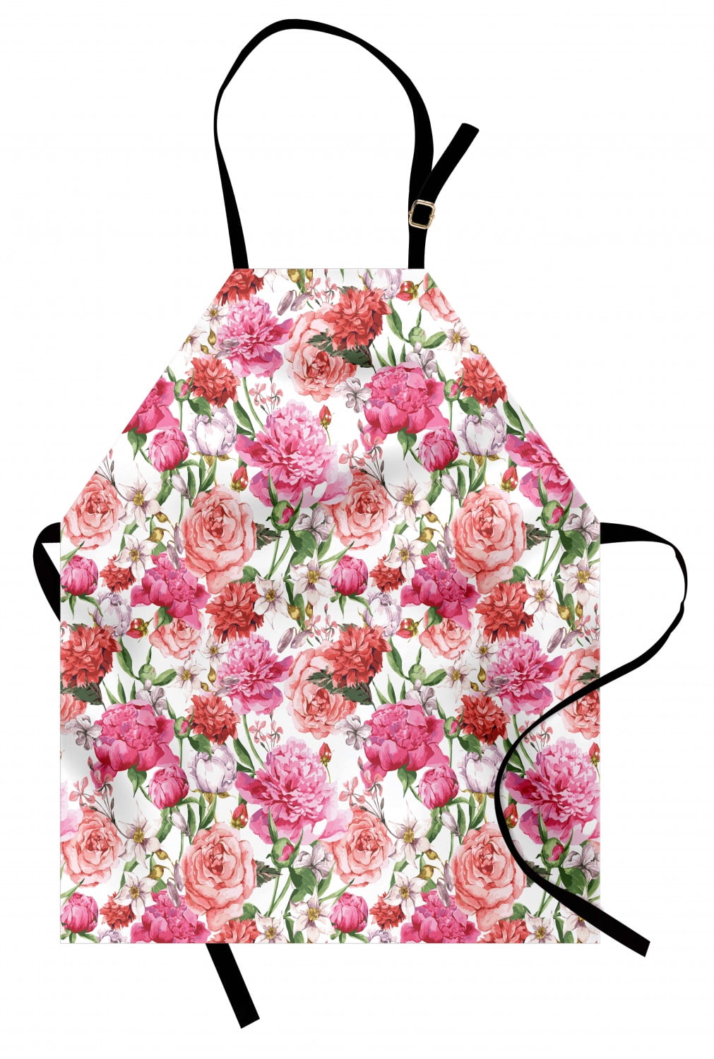 Watercolor Flower Apron Victorian Floral Pattern Painting Style Print