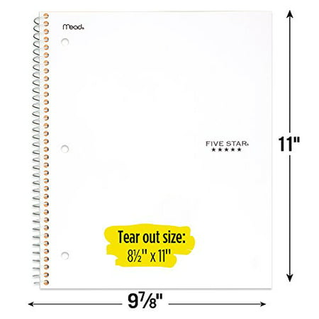 Five Star Spiral Notebook, 1 Subject, College Ruled Paper, 100 Sheets ...